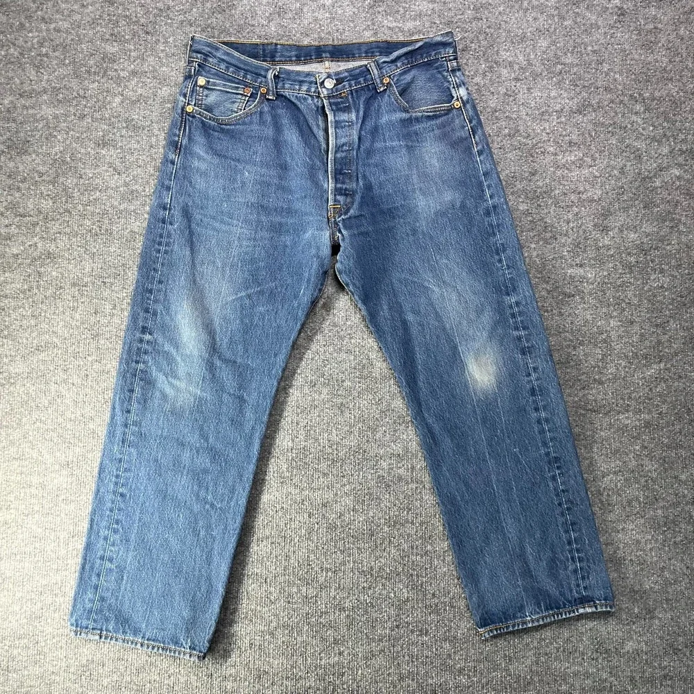 Levi's‎ 501 Button Fly Jeans Men's Blue Denim Cotton Straight Leg Y2K - 35X27
